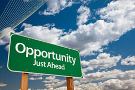 Training : Road signs stating that opportunities lie ahead.